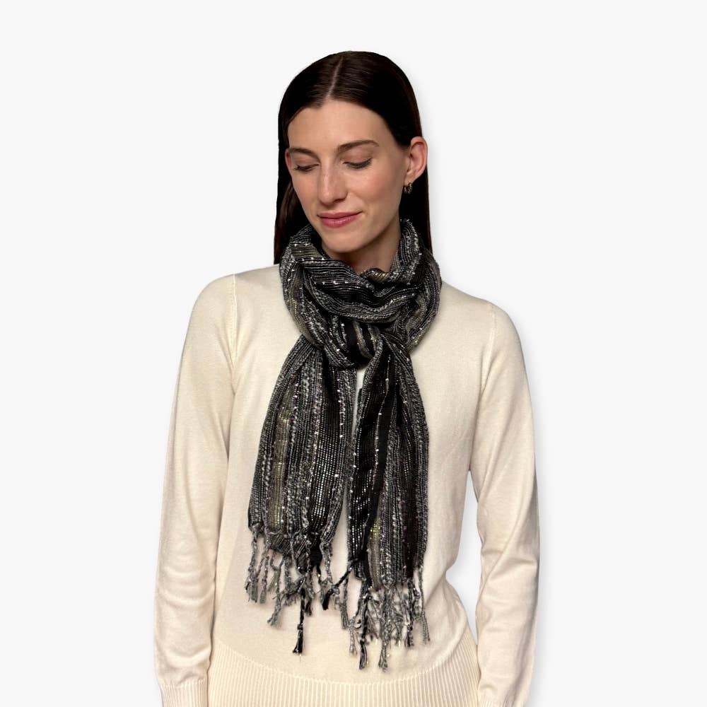 Humble Hilo – wholesale Scarf – Women's – Humble Hilo Multicolored Thread Artisan Scarf147