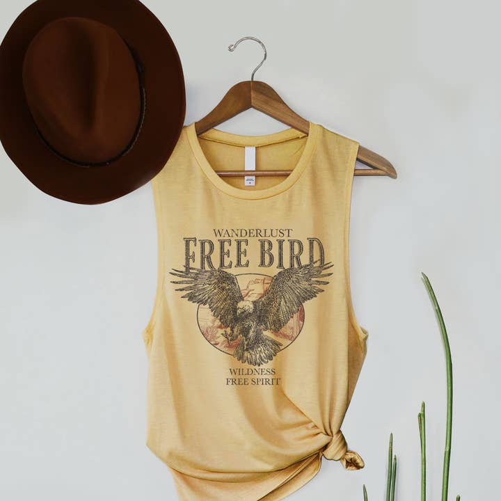 Canotta da donna con grafica di aquila Wanderlust Free Bird per la vendita all'ingrosso da parte di PINK NABI
