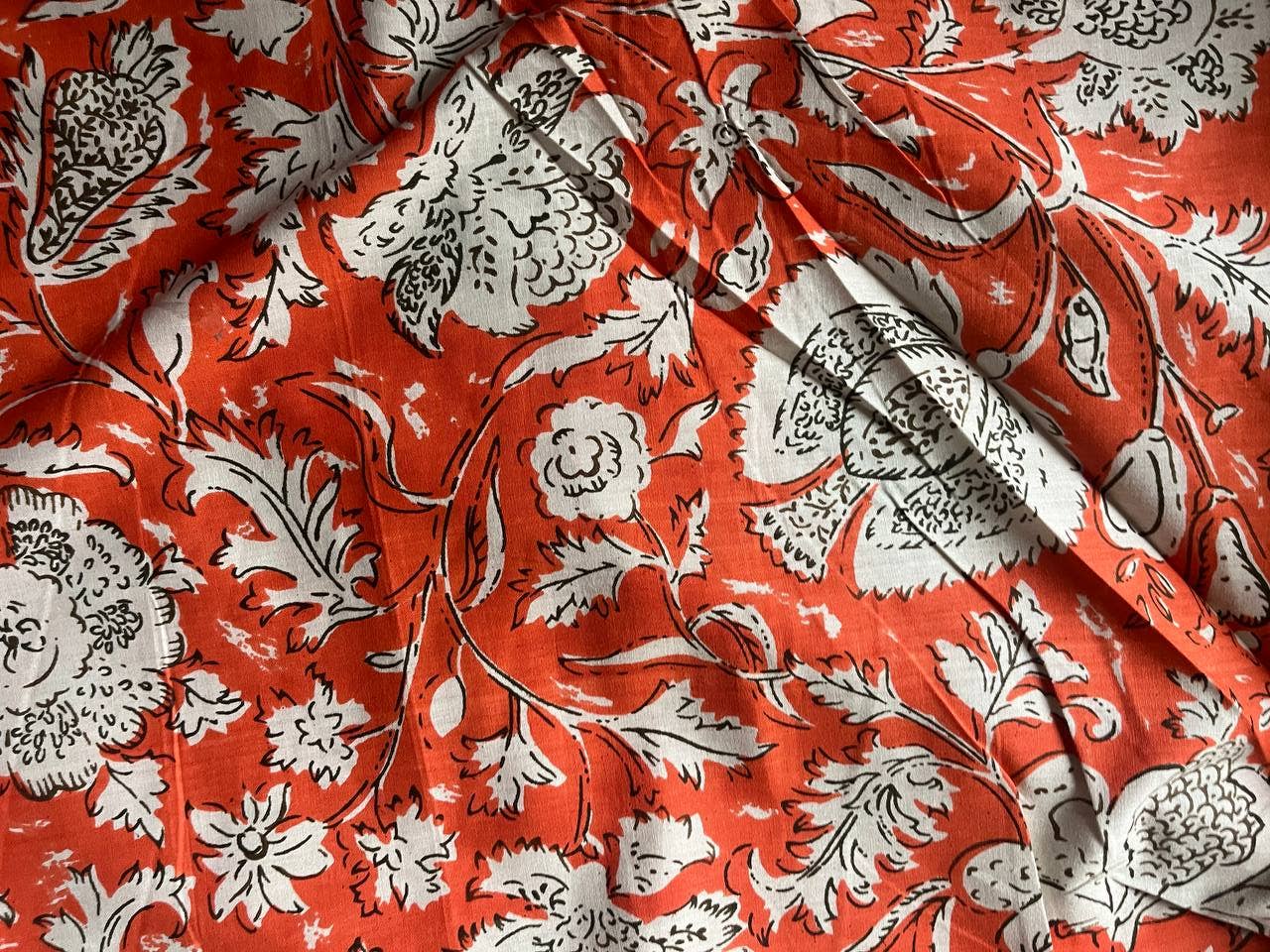 Bhawana Handicrafts - Wholesale Fabric Paint - Orange Amanda Printed Fabric Cotton Women Dressmaking Fabric1