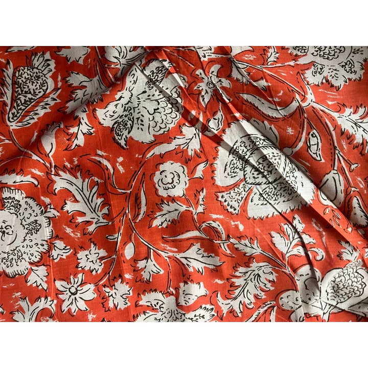 Bhawana Handicrafts - Wholesale Fabric Paint - Orange Amanda Printed Fabric Cotton Women Dressmaking Fabric1