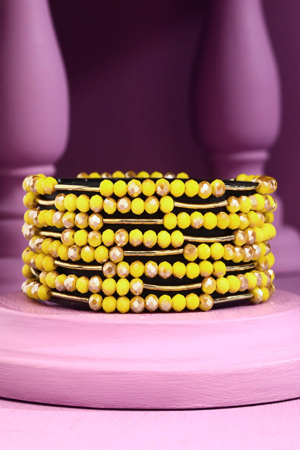 Urbanista - Wholesale Beaded Bracelet - 8 Layer Stackable Glass bead & Metal bracelet 13