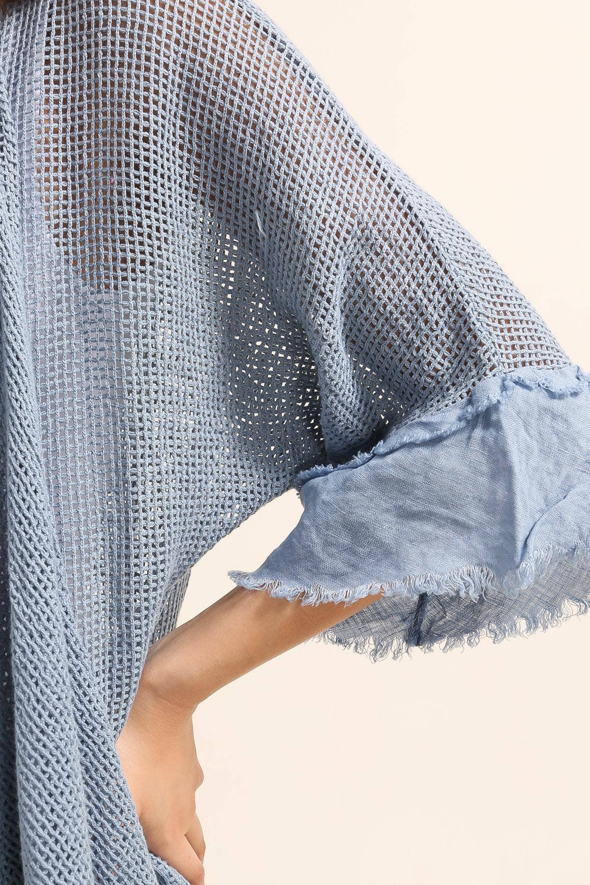 LÉA & LUC - Wholesale Vest - Dames - Opengewerkt vest van 100% katoen met 100% linnen mouwen REF. 6086527