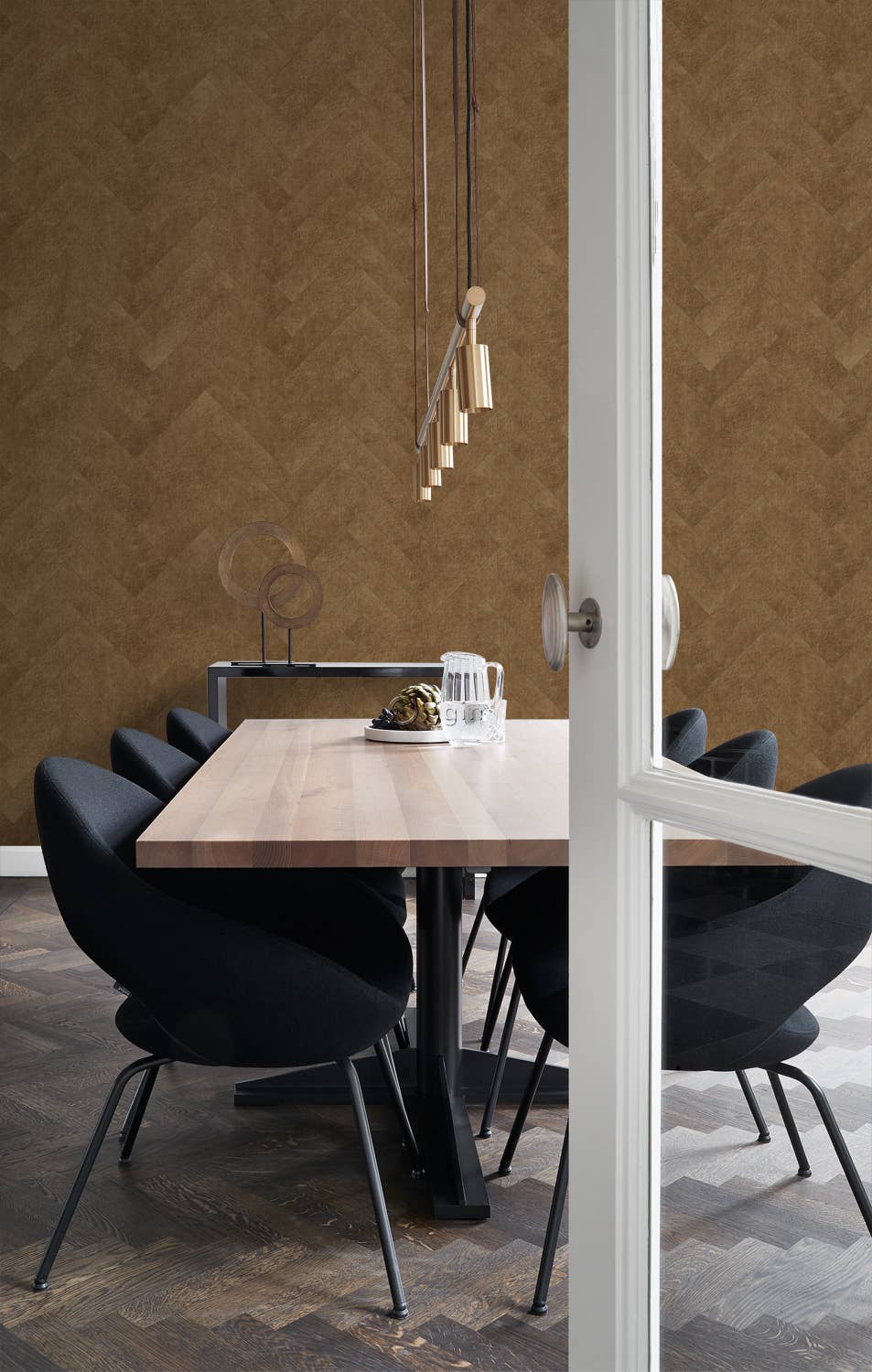 The Design Department b.v. - Wholesale Wallpaper - Self-adhesive Eco-leather Tiles Herring Bone Pattern2