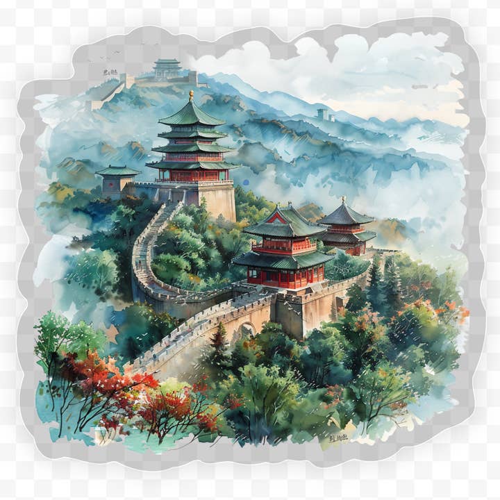 Kinesiska muren Klar Vinyl, Klistermärke, 3x3 tum. för wholesale av Savannah and James Co