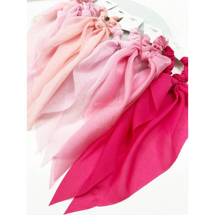 MIX COLOR Variety Pink Shade Fabric Long Tail Hair Scrunchie for wholesale on Faire