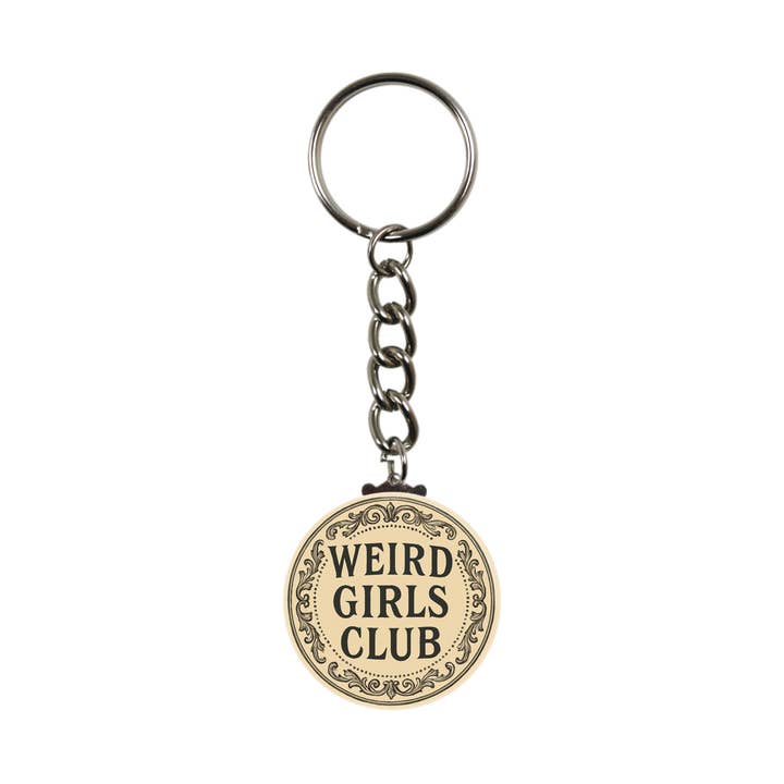 Keychain - Weird Girls Club Feminist Funny Strange Retro for wholesale by Square Deal Recordings & Supplies