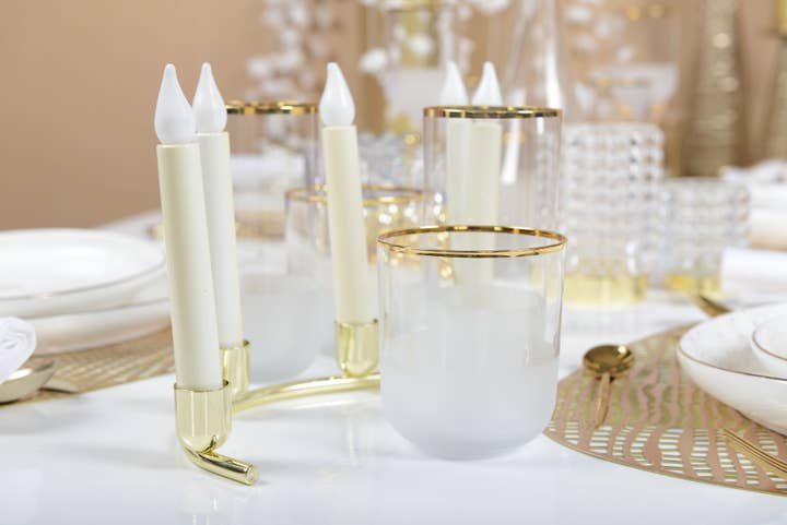 AULICA - Wholesale Drinking Glass/Cup - Nish Low-Rimmed Water Glasses with Gold Trim - Set of 6