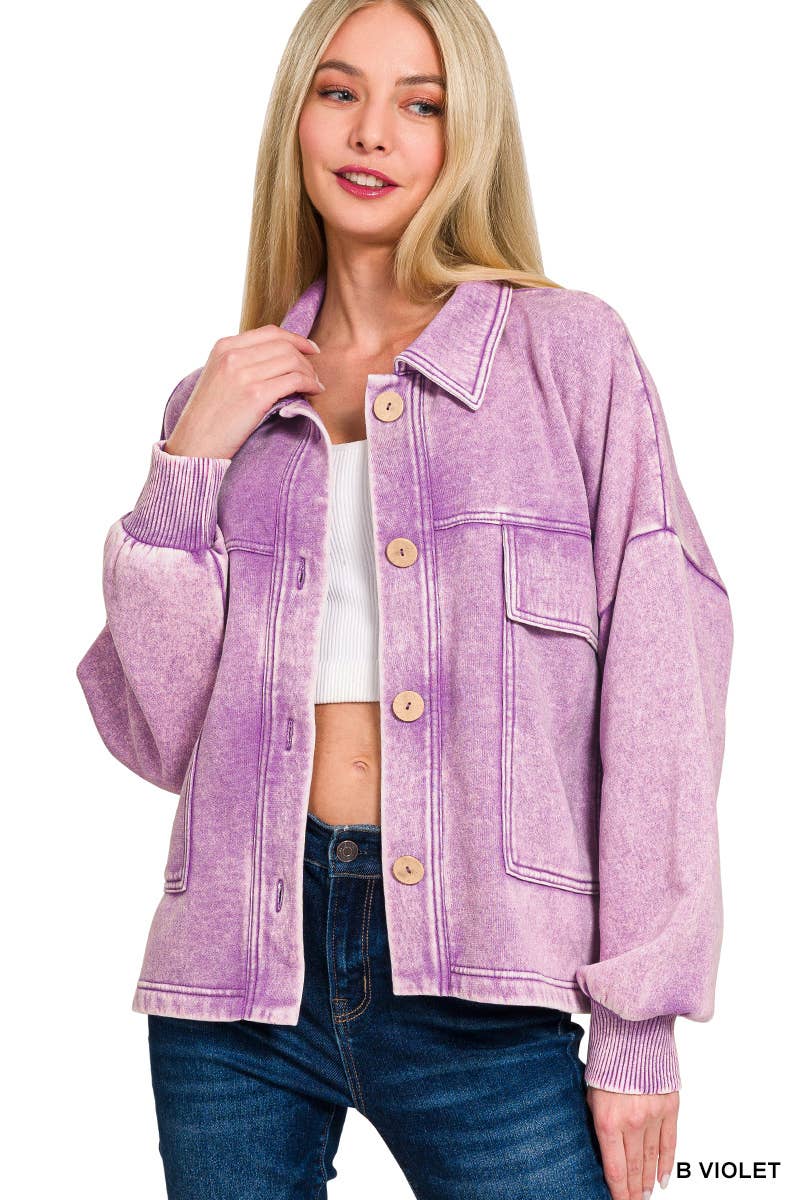 42POPS - Venta al por mayor Sobrecamisa - Mujer - ... CHAQUETA CORTA DE FORRO POLAR LAVADO CON ÁCIDO SI-2533611
