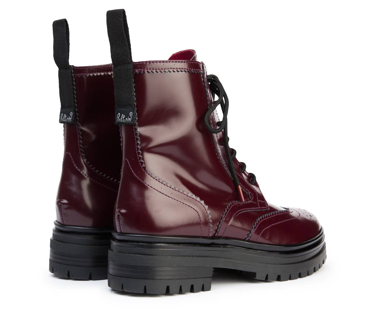 BOURGOGNE Bottines FW-BRITANNIA en cuir bordeaux en vente sur Faire2