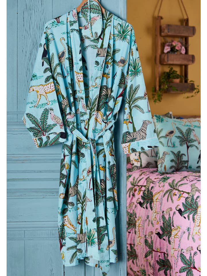 Namaste - Wholesale Robe - Unisex - Jungle Print Dressing Gown - Jade