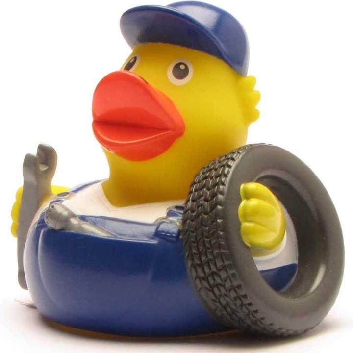 Duckshop – Großhandel Badespielzeug – Baby – Badeente Auto-Mechaniker - Gummiente