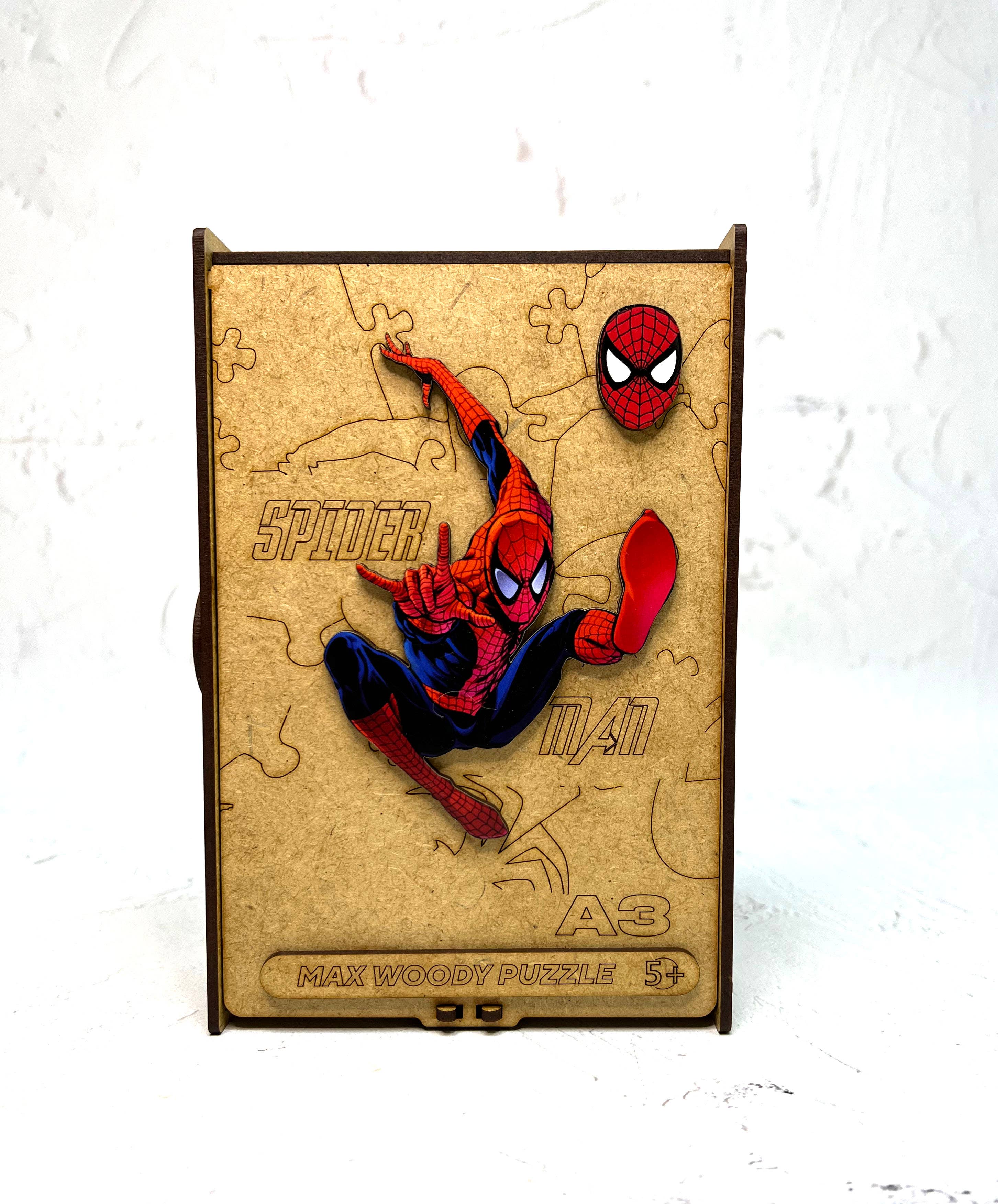 Max Woody™ – Engroshandel Puslespil - Børn – Træ puslespil Unikke figurer Spider Man L Størrelse8