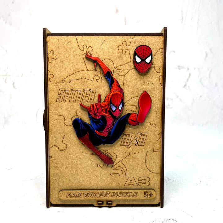 Max Woody™ – Engroshandel Puslespil - Børn – Træ puslespil Unikke figurer Spider Man L Størrelse8