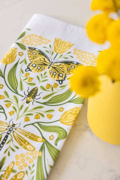 Golden Garden viskestykke – Sommerfugle, Blomster for engroshandel hos Gingiber