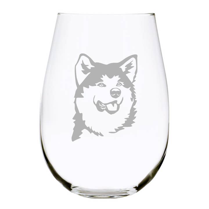 Verre à vin sans pied sur le thème d'Akita, 17 oz pour la vente par C&M Personal Gifts