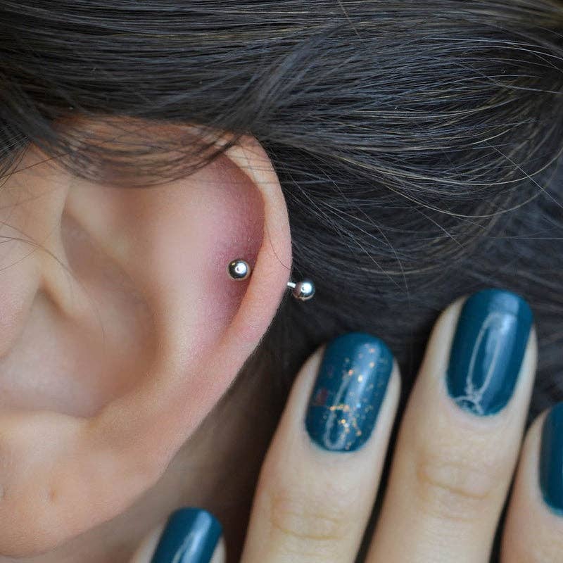 StockJWL - Wholesale Single Earring - Eyebrow Bar Piercing Curved Barbell Vertical Labret Piercing Rook Daith Cartilage Helix Tragus 6mm 8mm 10mm 12mm6