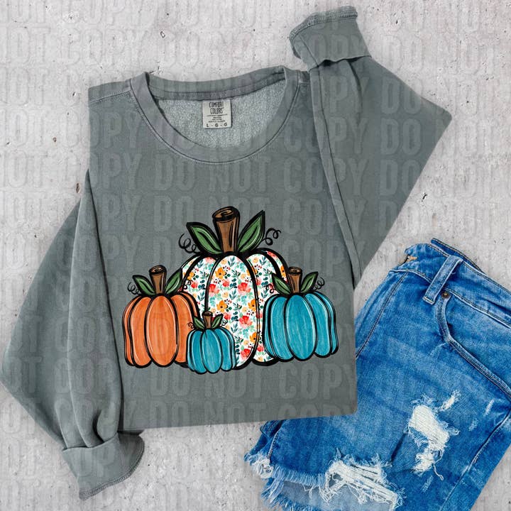 Græskar Floral DTF Transfer for engroshandel hos K and M Designs