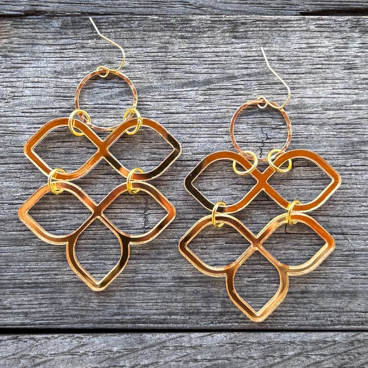 Capri Drops - Gold Mirror - Acrylic Earrings for wholesale by Be Like Missy