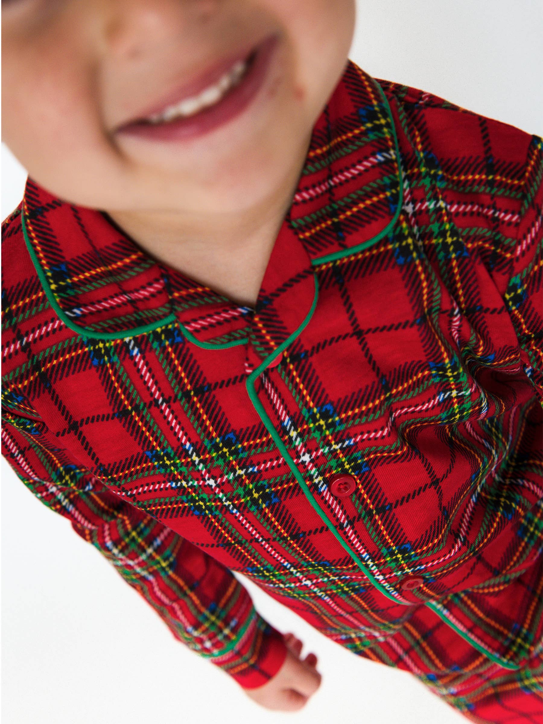 Rood SoftSnooze™ Jongens Rode Nicholas Ruitjes Lange Mouwen Knoopsluiting Pyjama Set voor groothandel op Faire1