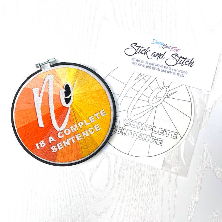 No è un motivo da ricamo a mano completo, Stick and Stitch per la vendita all'ingrosso da parte di Diving Head First