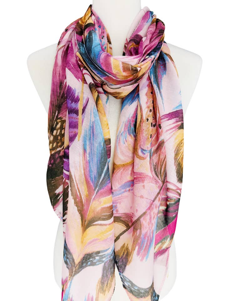 JC071181 Halstuch mit mehreren Federn, rosafarben für den Großhandel von JC Sunny Fashion