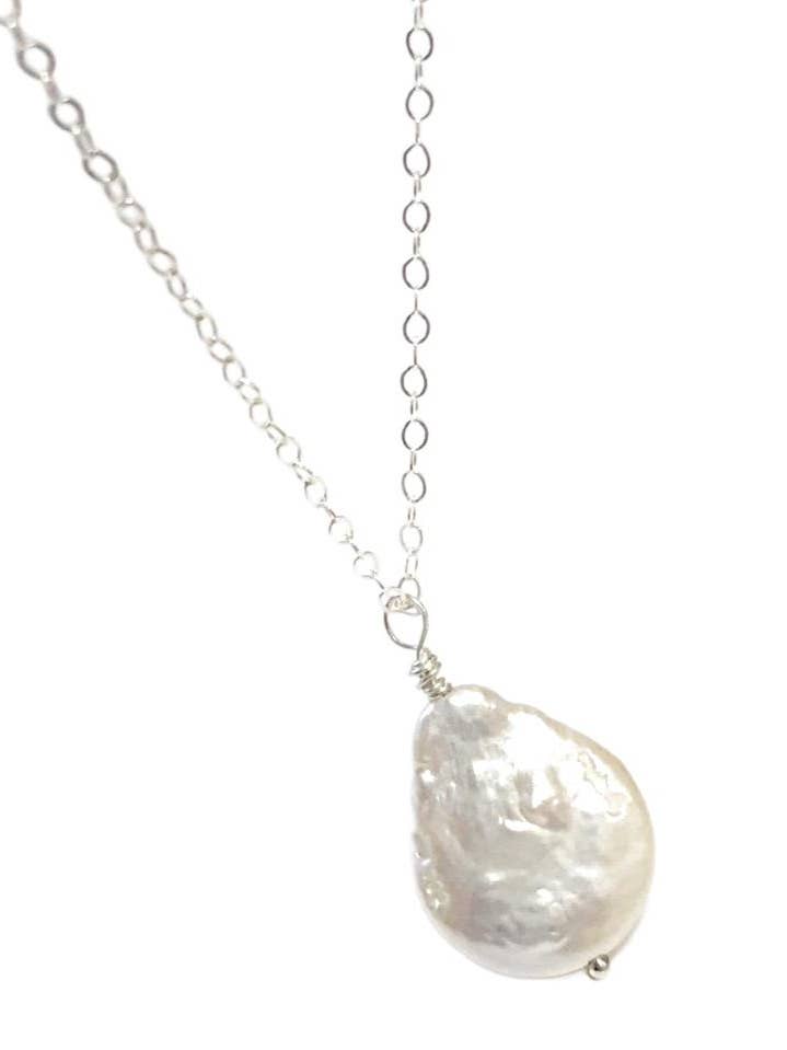 Colar de prata esterlina com pérola de água doce exclusiva por atacado de Links & Locks