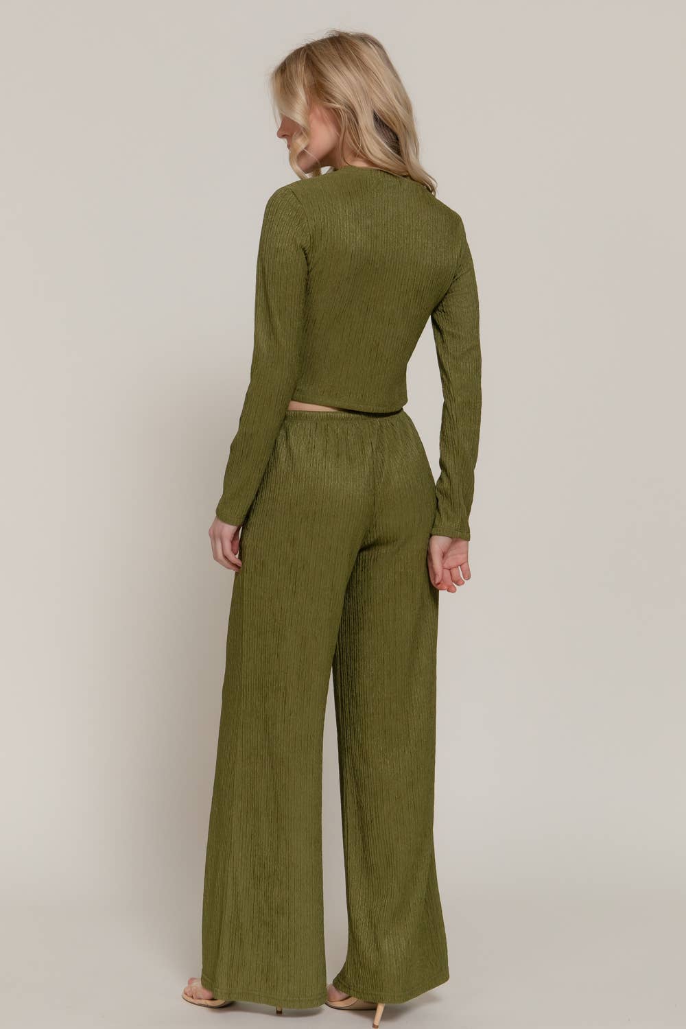 Active Basic | Active USA - Vente Ensemble haut et pantalon (PAS d'intérieur) - Femme - Ensemble haut à manches longues col rond et pantalon long à nouer à la taille9