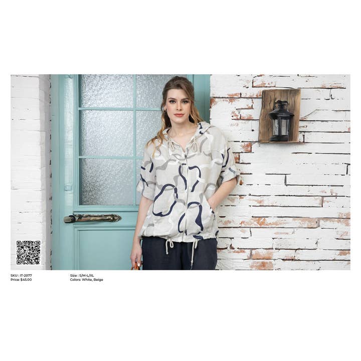 Anastasia's Linen Hooded Jacket for wholesale by Orange Fashion Village