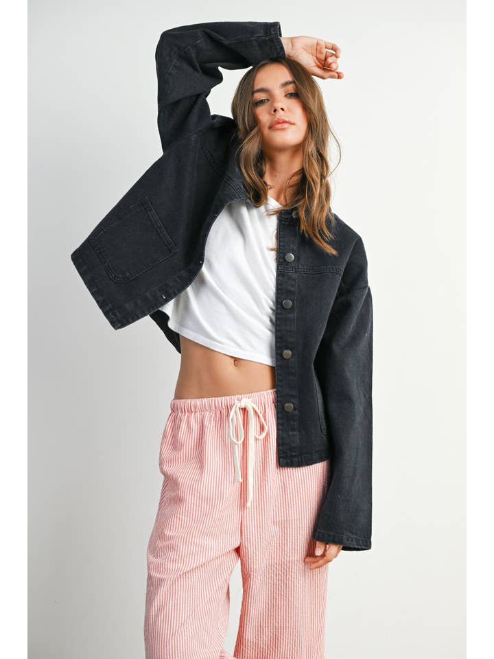 BUTTERMELON - Wholesale Denim Jacket - Women's - Button-Down Jacket with Shirt Collar and Pockets - BMJ782122