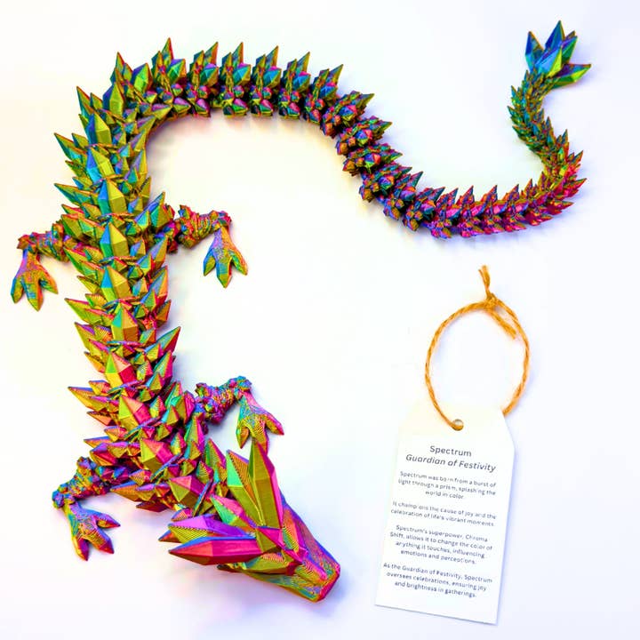 Dragon Fidgets - Wholesale Fidget Toy - Kids - 19IN Crystal Dragon Fidget Toy Decor, 3D Printed