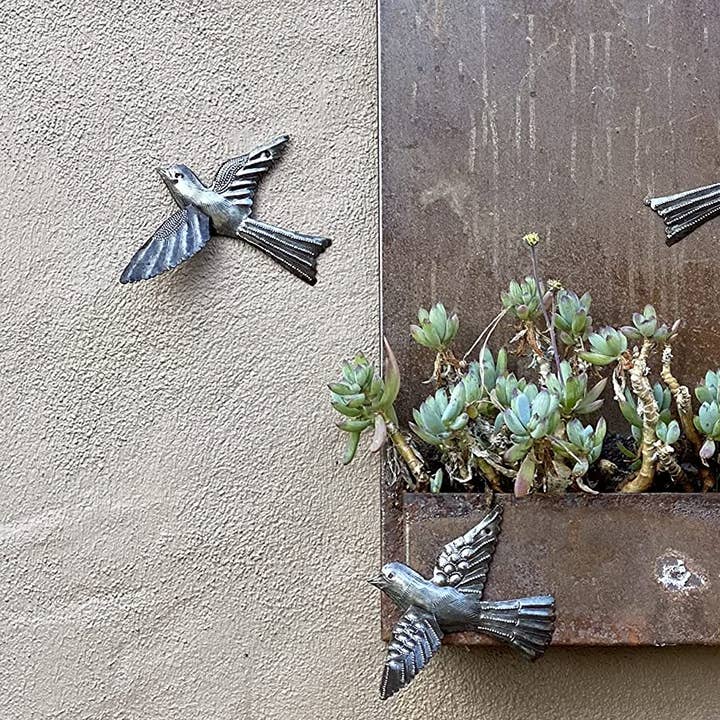 Haiti Fair Trade~ It's Cactus - Wholesale Wall Accent - Set of 5, 3-D Small Birds Garden Home Decor 5" x 4.5"1