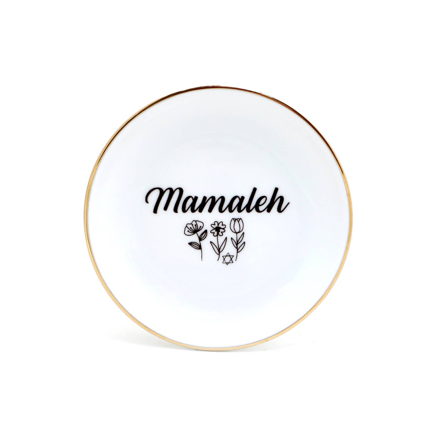 Lenny Mud - Wholesale Jewelry Dish - Mamaleh ring dish, Yiddish ring holder with 22K gold accents