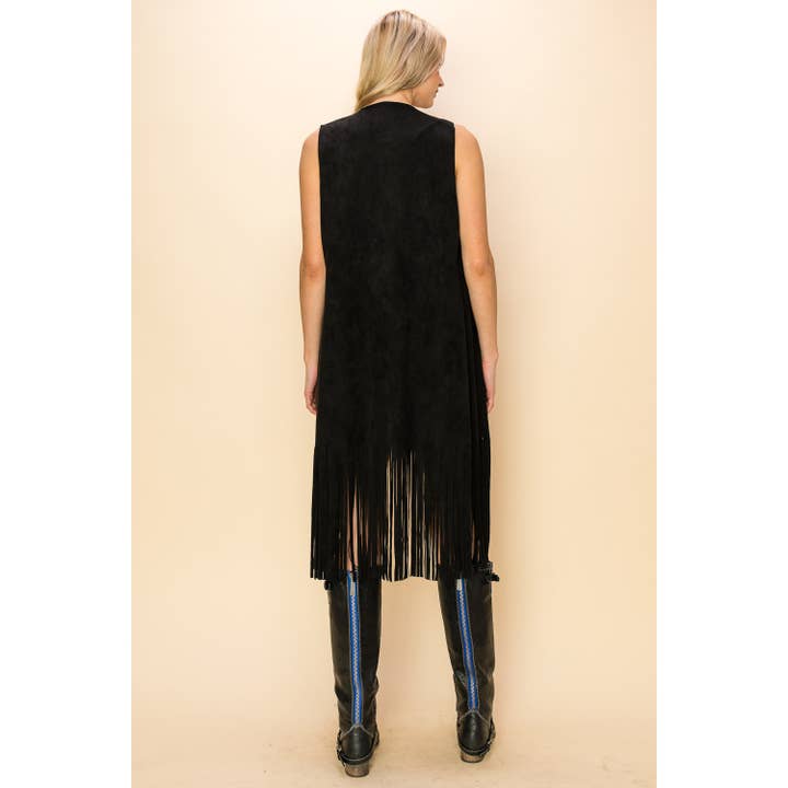 VOCAL - Wholesale Outerwear Vest - Women's - LONG FRINGE SUEDE VEST
