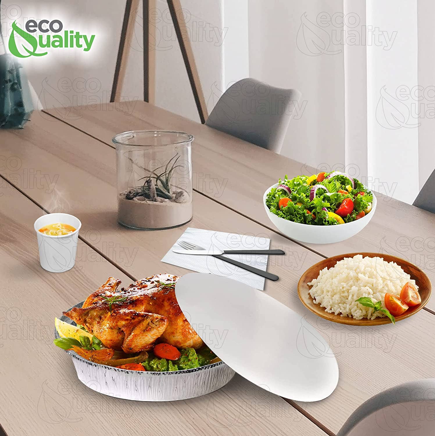 EcoQuality - Wholesale Disposable Plate - 9" Disposable Round Aluminum Foil Food Pans6