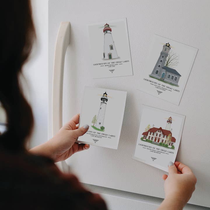 Fyrar av de stora sjöarna - Magneter för wholesale av Fox Burrow Designs