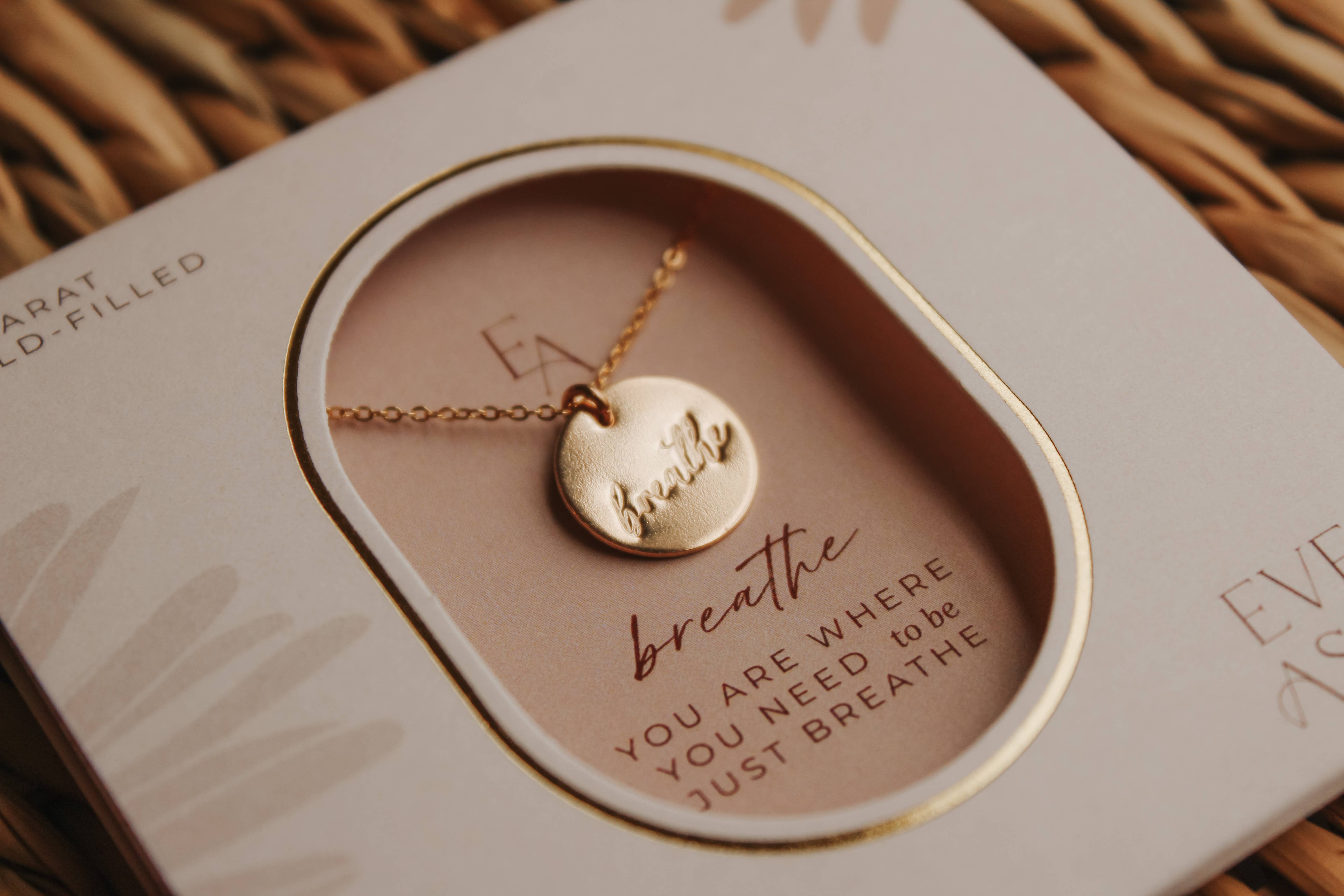 Ever Aster - Wholesale Pendant/Charm Necklace - Breathe Script Necklace1