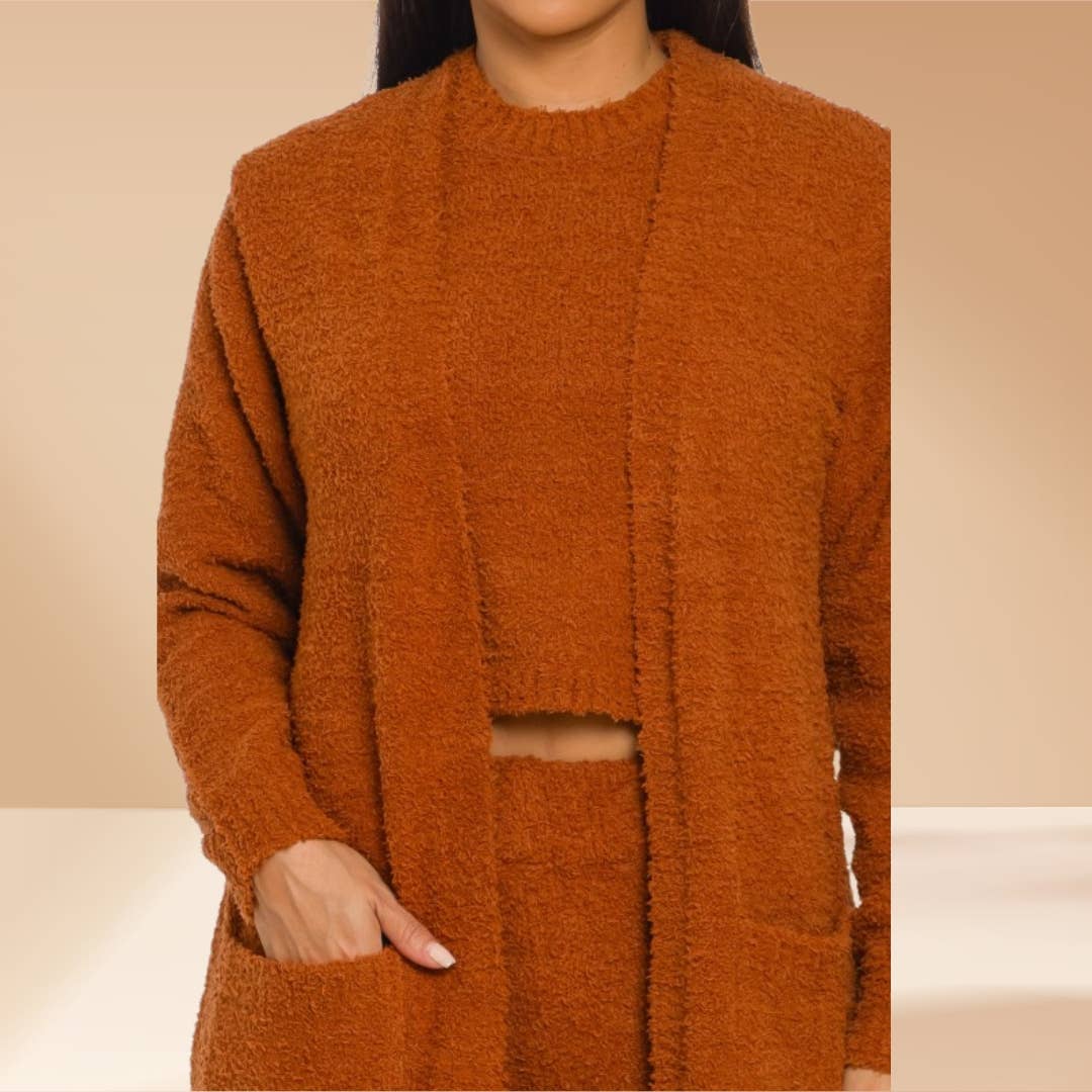 Celystrends - Vente Ensemble de vêtements d'intérieur – femme - Ensemble de 3 pièces Ensemble de détente douillet Teddy comme Skim11