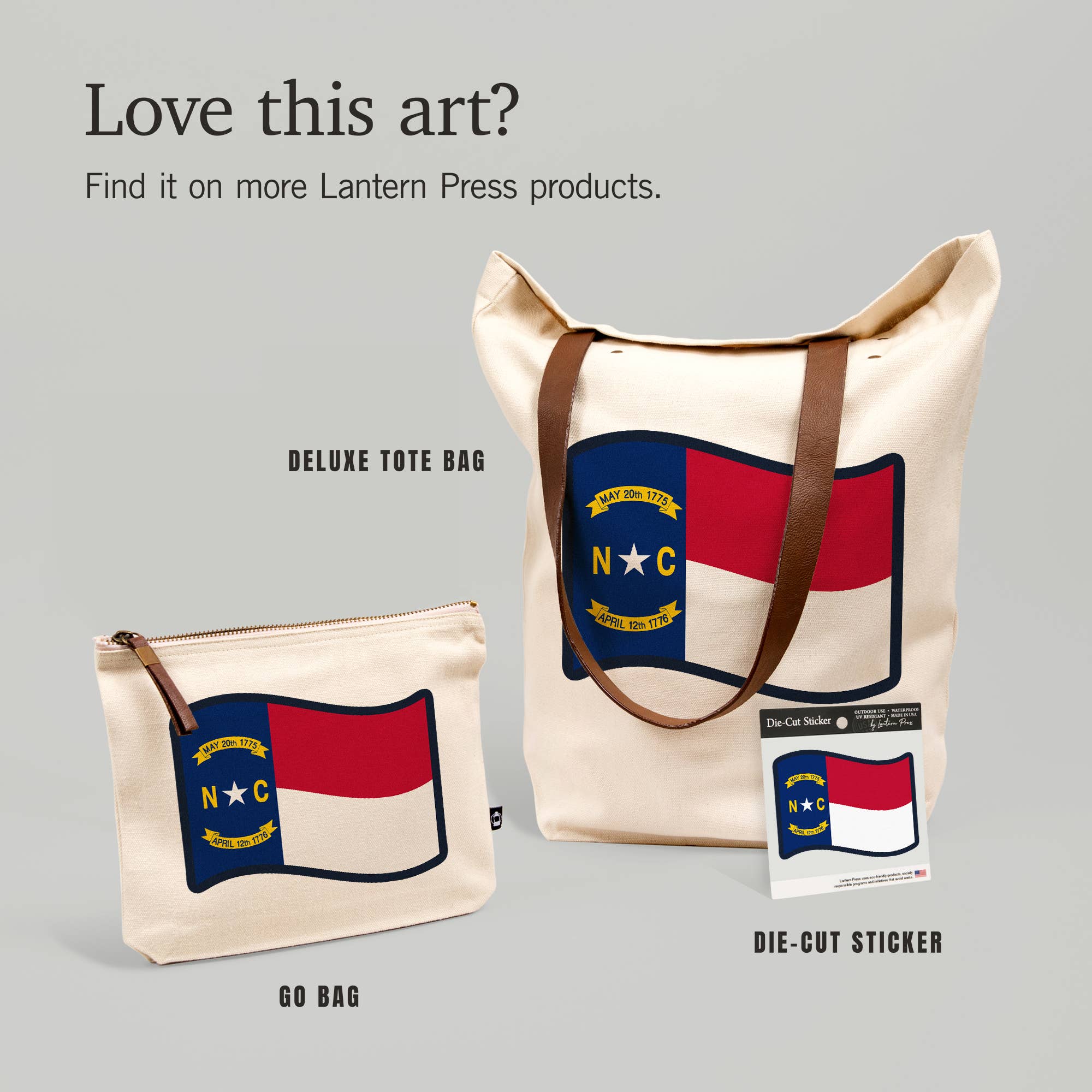 Lantern Press - Vendita all'ingrosso Adesivo - ADESIVO Carolina del Nord, bandiera dello stato, stampa tipografica5