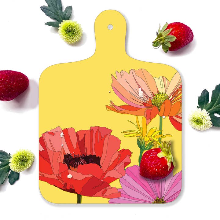 Bean and Bemble – wholesale Cheese board – Cheese Board Double Sided Melamine Mini Poppies Floral Print2