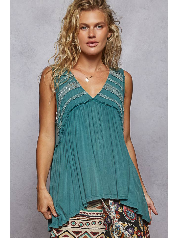 Pol Clothing - Wholesale Knit Top - Women's - Sleeveless Loose Fit V-Neck Babydoll Casual Knit Top SALE26