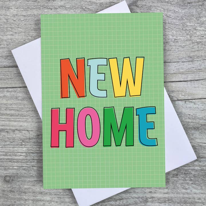 'New Home' A6 Fun Greeting Card for wholesale by Joanne de Pace Design Studio