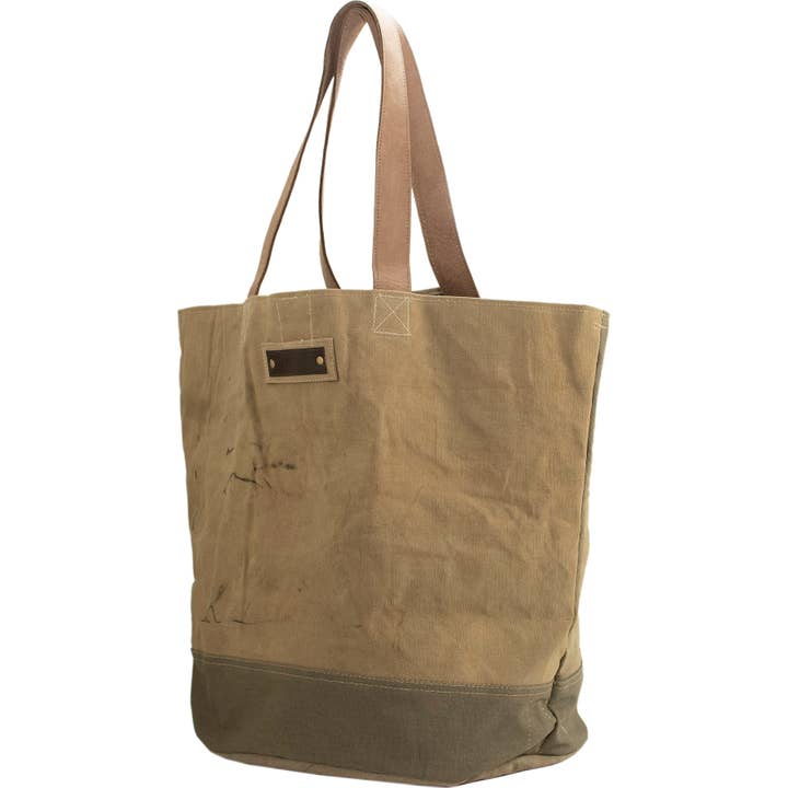 Vintage Addiction - Wholesale Tote Bag - Women's - Large Plain Recycled Military Tent Tote1