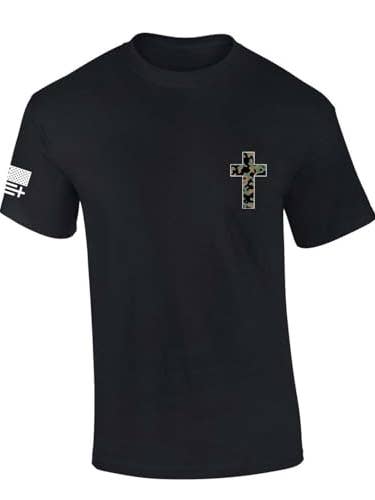 Tshirt Camo Cross Crest SS T-Shirt for wholesale by Trenz Shirt Company