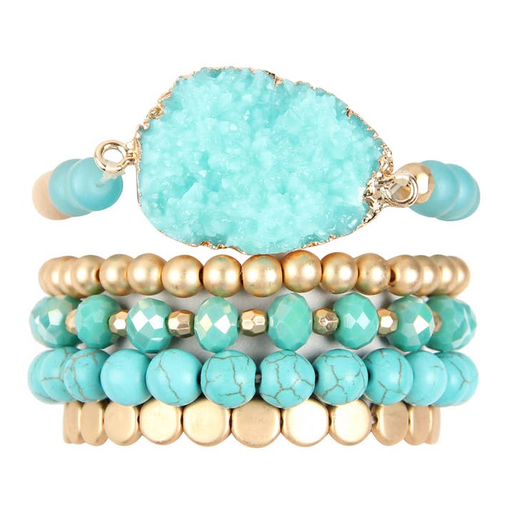 Love and Repeat - Wholesale Jewelry Set - DRUZY CHARM MIXED BRACELET SET12