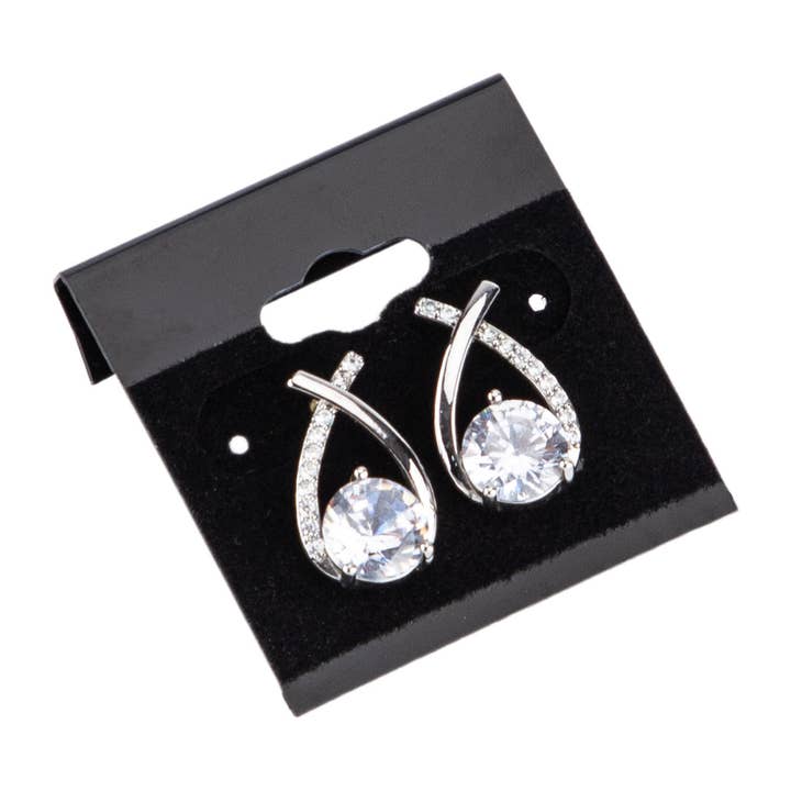Store Supply Warehouse - Wholesale Jewelry Stand & Display - 1 ½" Black Square Velour Earring Cards - Pack of 1006