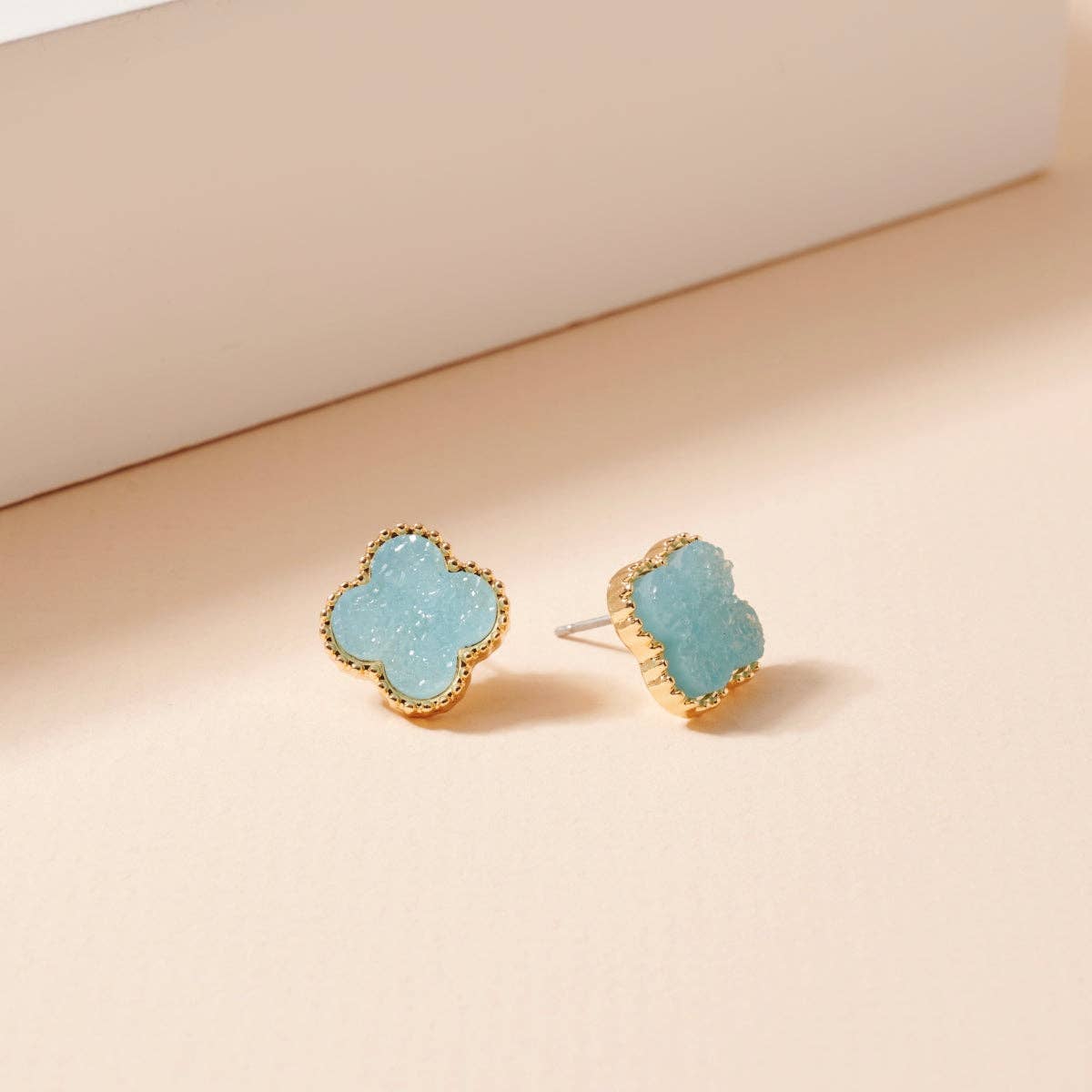 Frem - Wholesale Stud/Post Earrings - Mini Druzy Flower Stud Earrings3