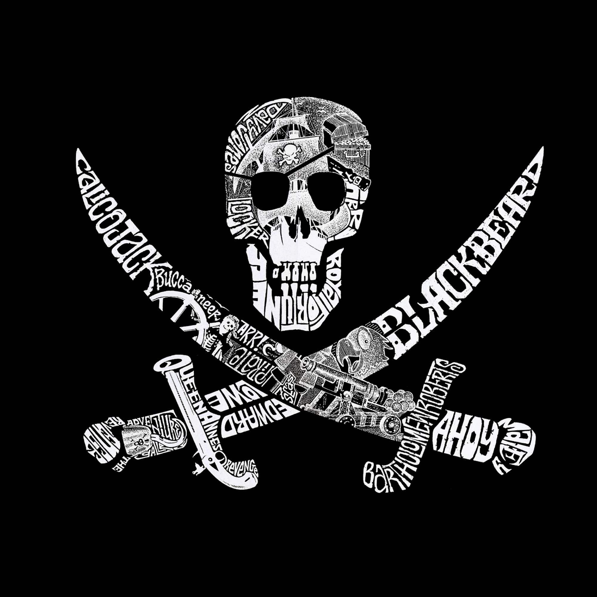 LA Pop Art - Vendita all'ingrosso Maglietta serigrafata - Donna - Maglietta Word Art da donna LA Pop Art - PIRATE CAPTAINS SHIPS1