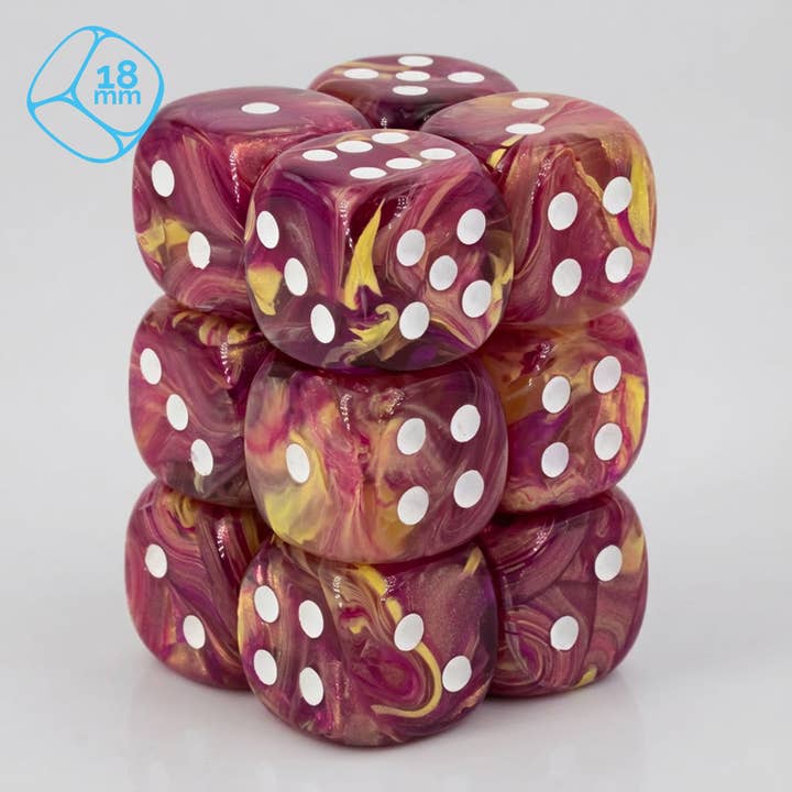 Aurelia ametista / branco 18mm W6 Conjunto (12 peças) por atacado de WeLoveDice