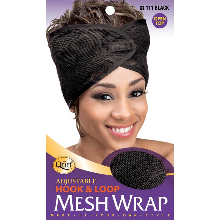 Qfitt Collection Hair Mesh Wrap, Velcro, Adjustable, Black for wholesale by KT Supply