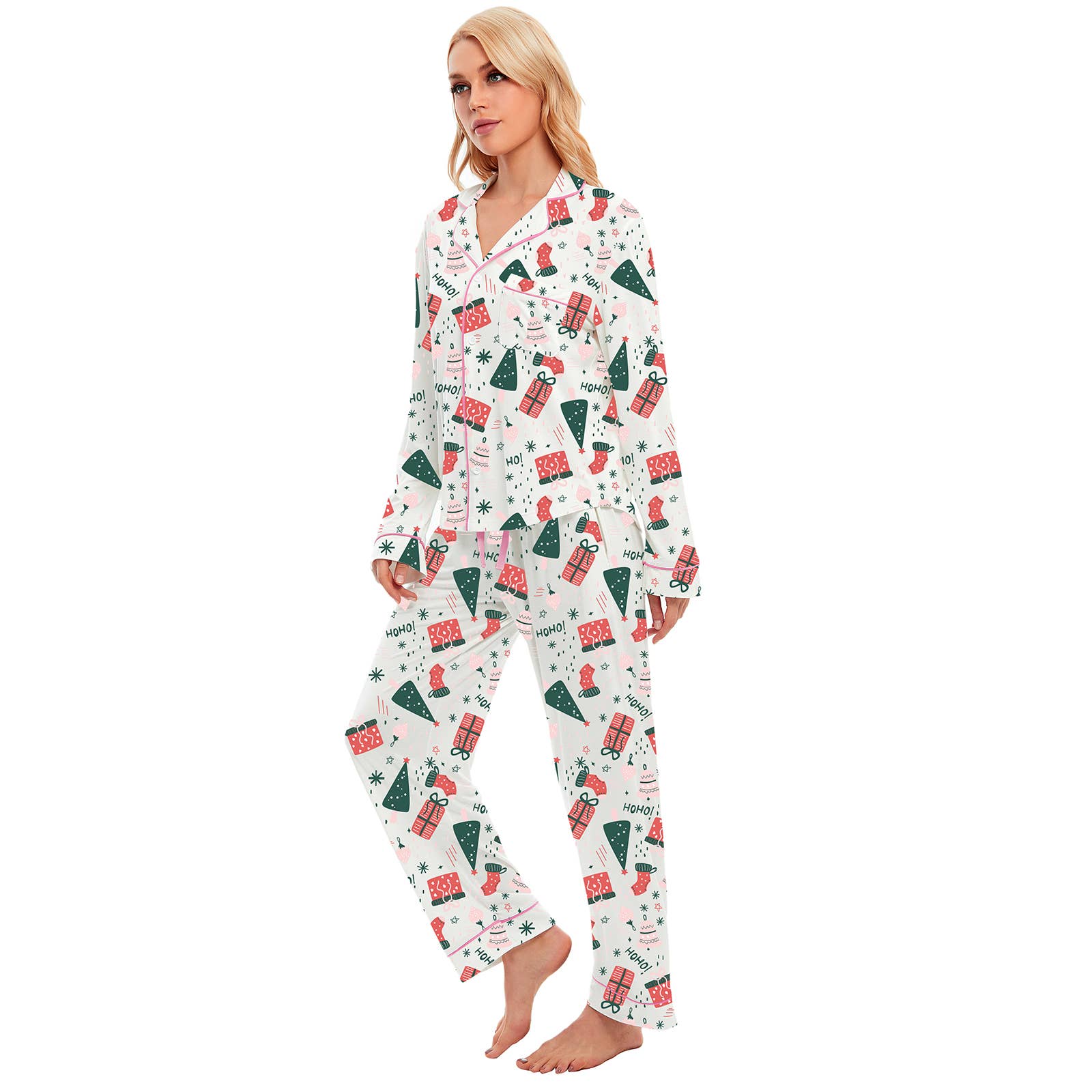 GEXWORLDWIDE - Wholesale Sleepwear Set - Women's - Women 100% Cotton Multi-Patterned Christmas Gift Pajama Set3